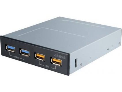 AKASA přední panel AK-ICR-25/ 2x USB3.0 / 2x USB nabíjecí port/ 3,5" černý