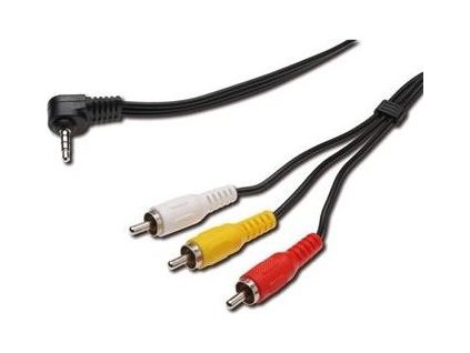Video + Audio kabel, stereo 3.5mm 4 pinový - 3x CINCH RCA stíněný, M/M, 1,5m