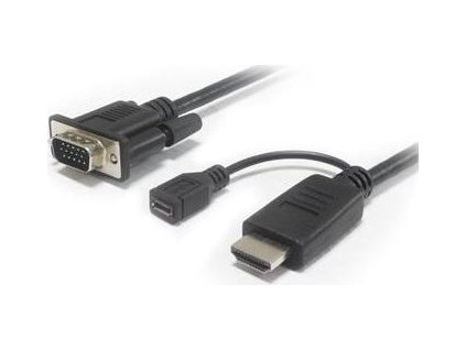 Kabelový převodník HDMI na VGA s napájecím micro USB konektorem 2m