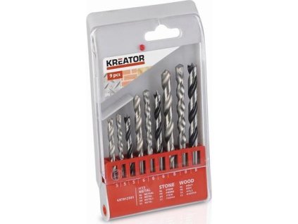 Kreator KRT012501 - 9 ks Vrtáků SET - kov, kámen, dřevo