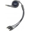 Kabel Geti GCU 04 USB 3v1 stříbrný samonavíjecí