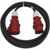 3 fázový venkovní prodlužovací kabel 25m / 1 zásuvka / černý / guma / 400 V / 2,5mm2
