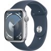 Apple Watch Series 9 45mm Stříbrný hliník s ledově modrým sportovním řemínkem - S/M