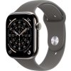 apple watch series 11 gps cellular 42mm natural titanium case with stone grey sport band s m ien563006