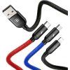 datovy kabel baseus 3v1 usb microusb lightning usb c 1 2m 3 5a cerny ien531907