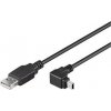 PremiumCord Kabel USB 2.0, A-B mini, 5pinů, konektor do úhlu 90°, 1,8m