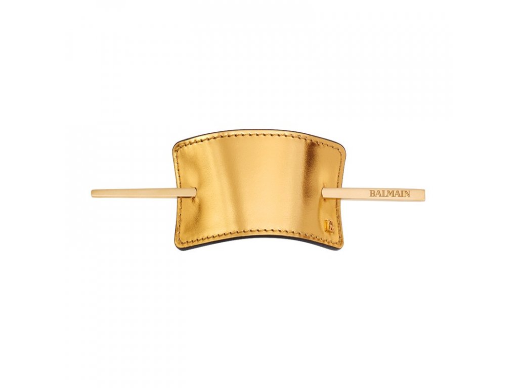 BALMAIN HAIR BARRETTE LEATHER GOLD