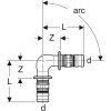 Koleno Geberit Mepla: 90°, PVDF, d=20mm