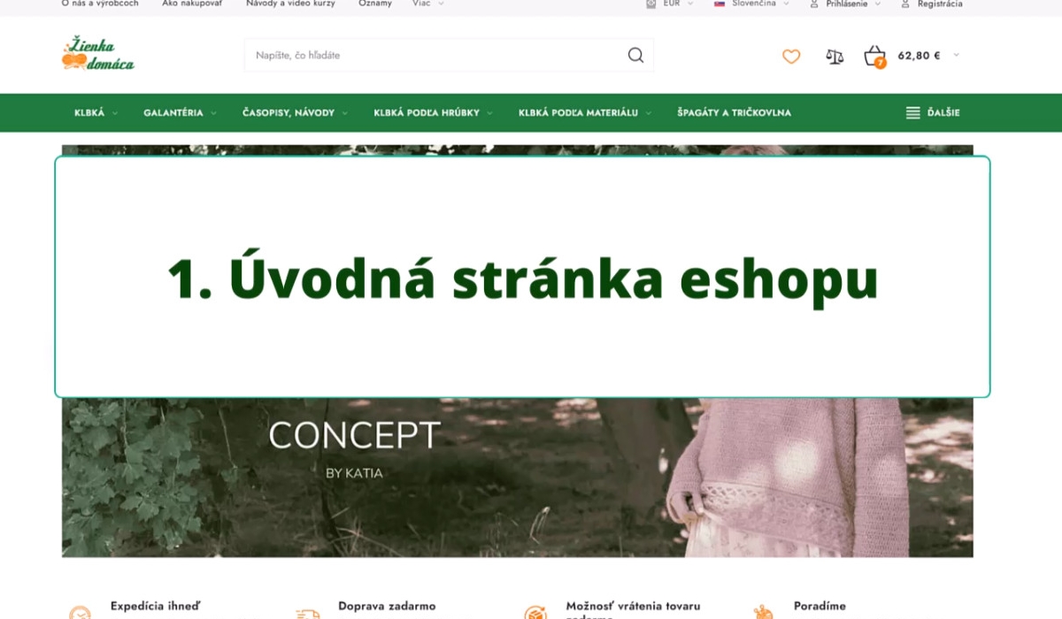 Úvodná stránka e-shopu