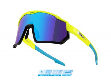 FORCE okuliare DRIFT fluo-čierne, modré kontrastné revo sklá