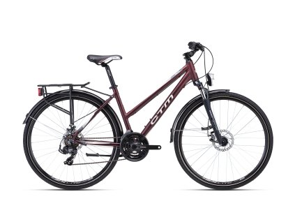 CTM MAXIMA 2.0 trek 28 dámsky bicykel, matná červená perleť-sivá