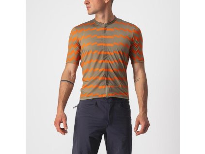 Castelli UNLIMITED STERRATO dres, olivová/oranžová (Farba 353 olivová/oranžová, Veľkosť M)