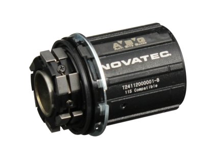Novatec Freehub body B2 type (B427), Shimano 11 ABG for UPGRADE with fast engagement 2x3 pawls in angle 6.66°, black, alloy 6-pawls, with 9-speed 1.8mm alloy spacer, w/inner spacer, w/oil seal, 2xNBK - (6902 RS) bearings, OEM