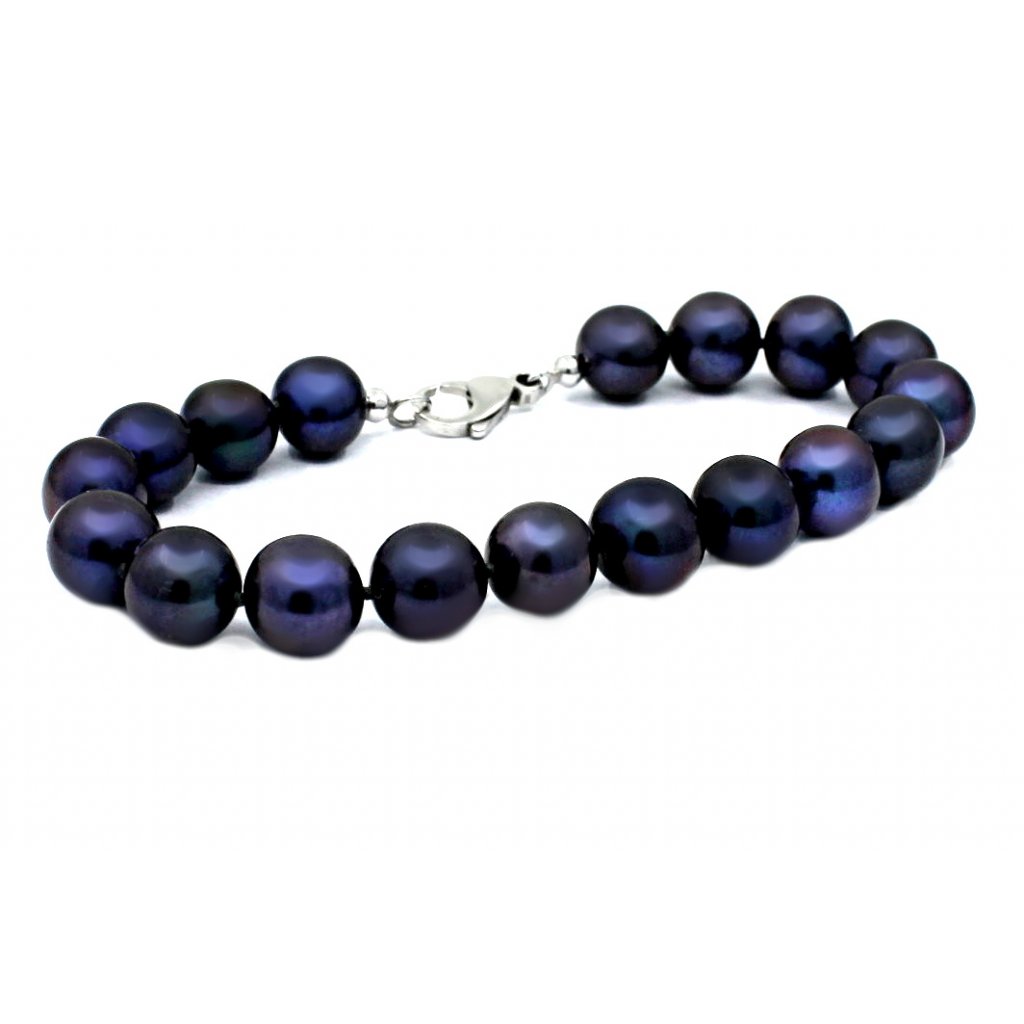 Perlový náramek sladkovodní modro-černé perly