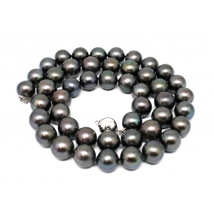 Perlový náhrdelník černé sladkovodní perly 45cm