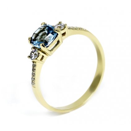 Zlatý prsten syntetický blue topaz Liz