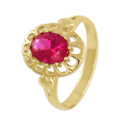 Zlatý prsten s rubínem Rina