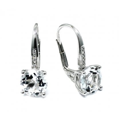 Diamantové náušnice s bílým topazem 6/0,02ct