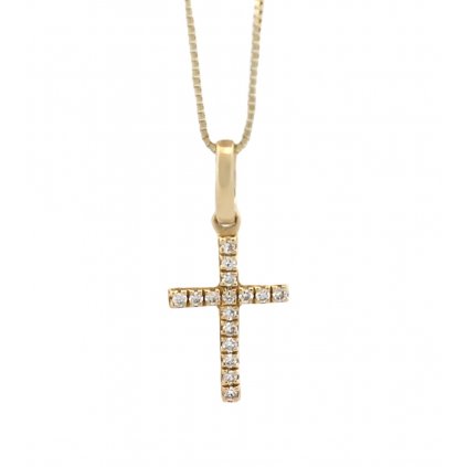 Zlatý křížek s diamanty 1,5cm