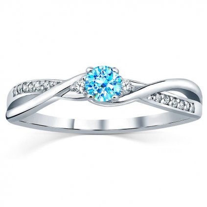 14995 stribrny prsten s modrym topazem a brilliance zirconia