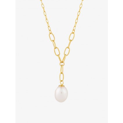 6795 stribrny nahrdelnik pearl heart s ricni perlou preciosa pozlaceny
