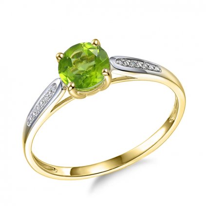 Diamantový prsten s peridotem/olivínem/ a diamanty
