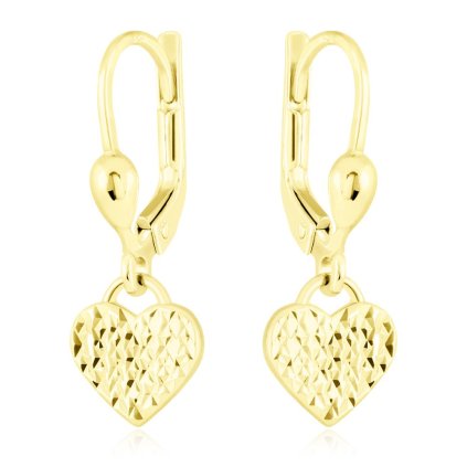Zlaté visací náušnice srdíčka 2 varianty