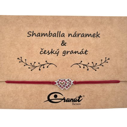 Český granát stříbrný náramek Shamballa 005