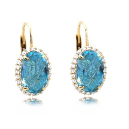 Luxusní zlaté náušnice Blue Topaz