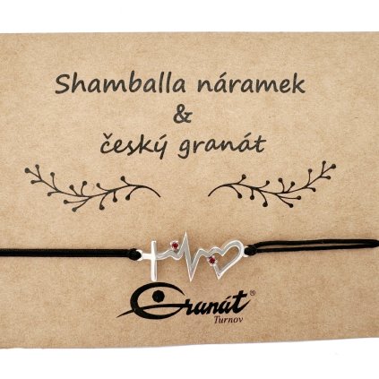 Český granát stříbrný náramek Shamballa 008