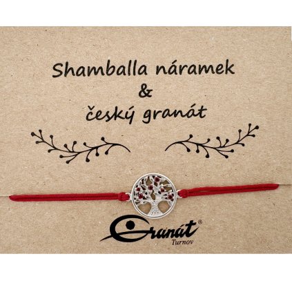 Český granát stříbrný náramek Shamballa 010