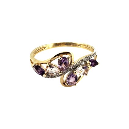 Luxusní prsten s Amtetystem a diamanty