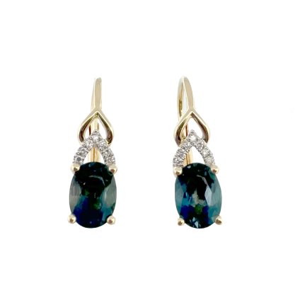 Zlaté náušnice s diamanty a Blue Topazem