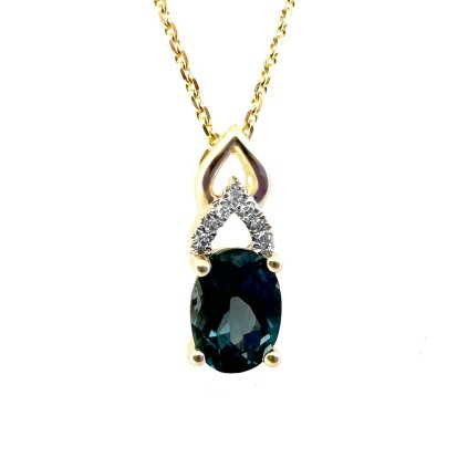 Zlatý přívěs s diamanty a Blue Topazem