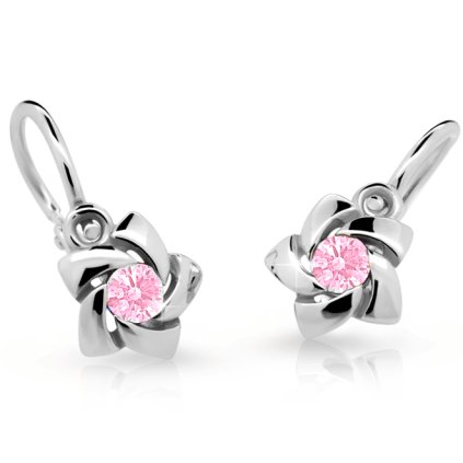 8448 detske nausnice danfil c2201 ze zluteho zlata s kaminkem pink zapinani brizura 139283