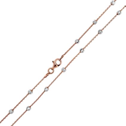 Stříbrný řetízek rosegold gravírované kuličky