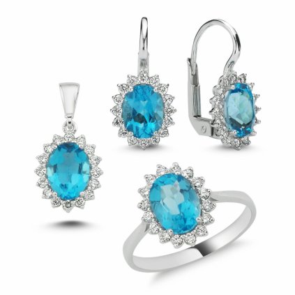 Prsten z bílého zlata Swiss Topaz a diamanty