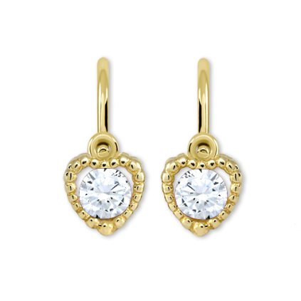 Zlaté dětské naušnice srdce se zirkonem