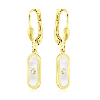 Zlatá souprava s bílou perletí a zirkonem