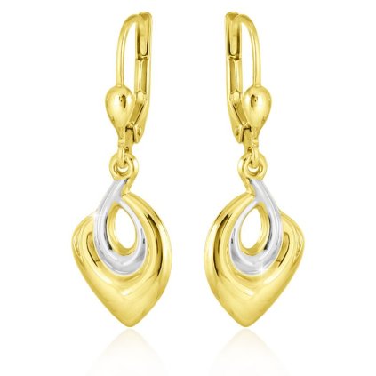 Elegantní zlaté visací náušnice bicolor