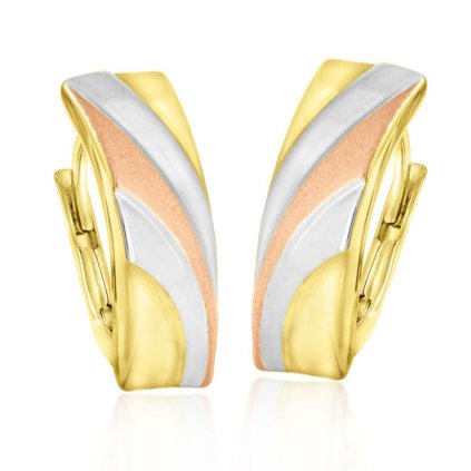 Zlaté elegantní náušnice 3 barvy zlata