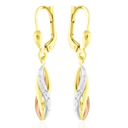 Elegantní visací náušnice Spirály 3 barvy zlata