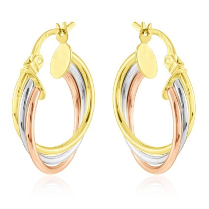 Zlaté kruhové náušnice na háček 3 barvy