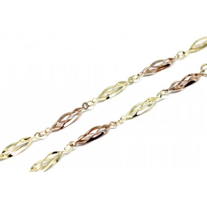 Zlatý náhrdelník dvoubarevný  42-50cm ovísky