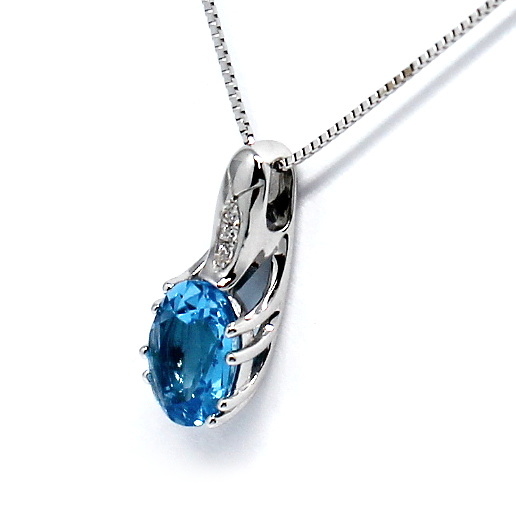 Diamantový přívěsek bílé zlato blue topaz Laguna