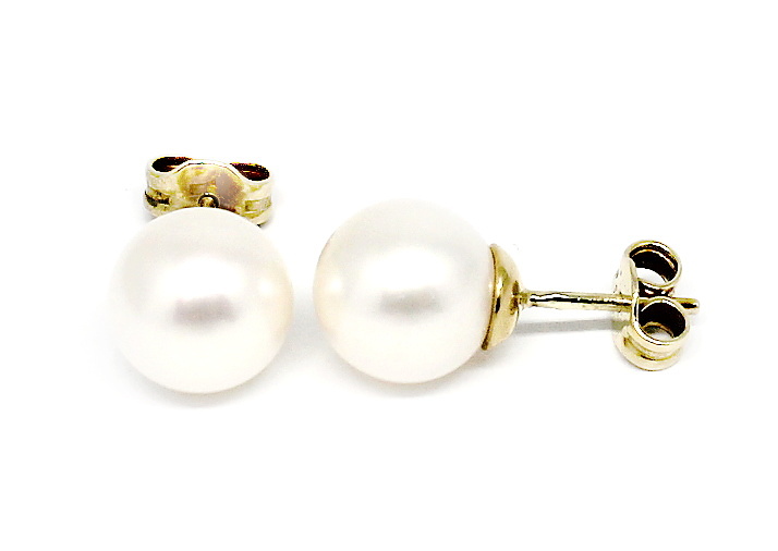 Zlaté perlové náušnice puzeta 9,5mm puzeta