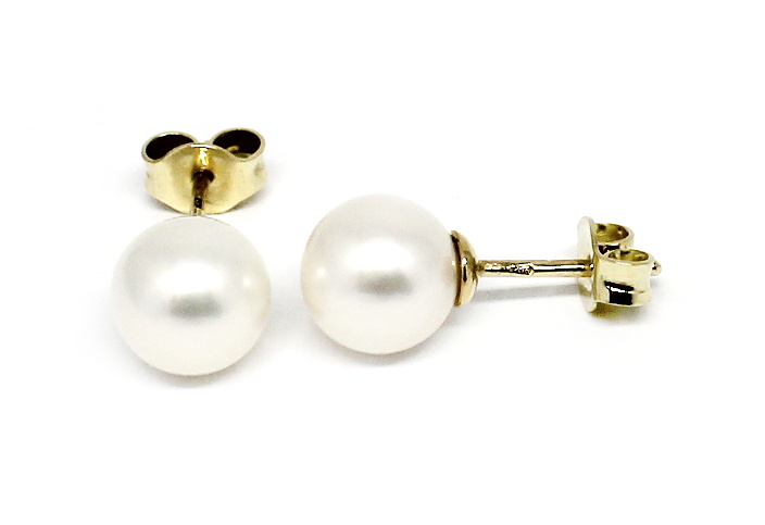 Zlaté perlové náušnice puzeta 7,5mm