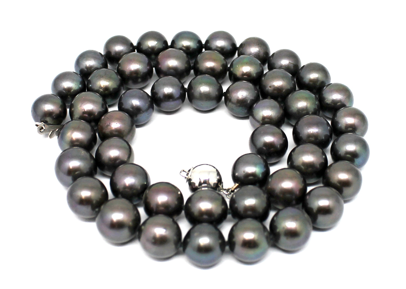 Perlový náhrdelník černé sladkovodní perly 45cm