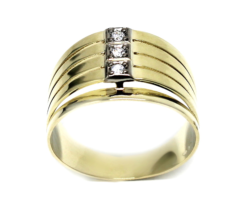 Zlatý prsten se zirkony široký Lea Velikost a váha prstenu: 55(váha 4,28g)