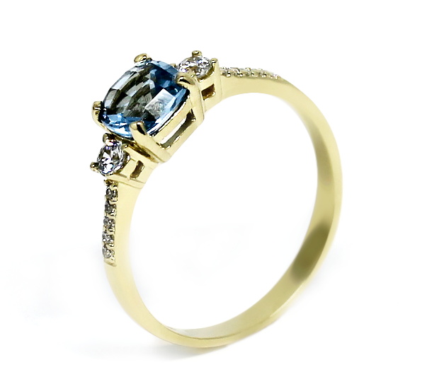 Zlatý prsten syntetický blue topaz Liz Velikost a váha prstenu: 58(váha 1,90g)